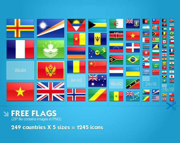 1245 free country flags icons